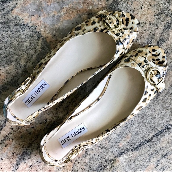 Steve Madden Shoes - Steve Madden Leather Animal Print Peep Toe 8.5
